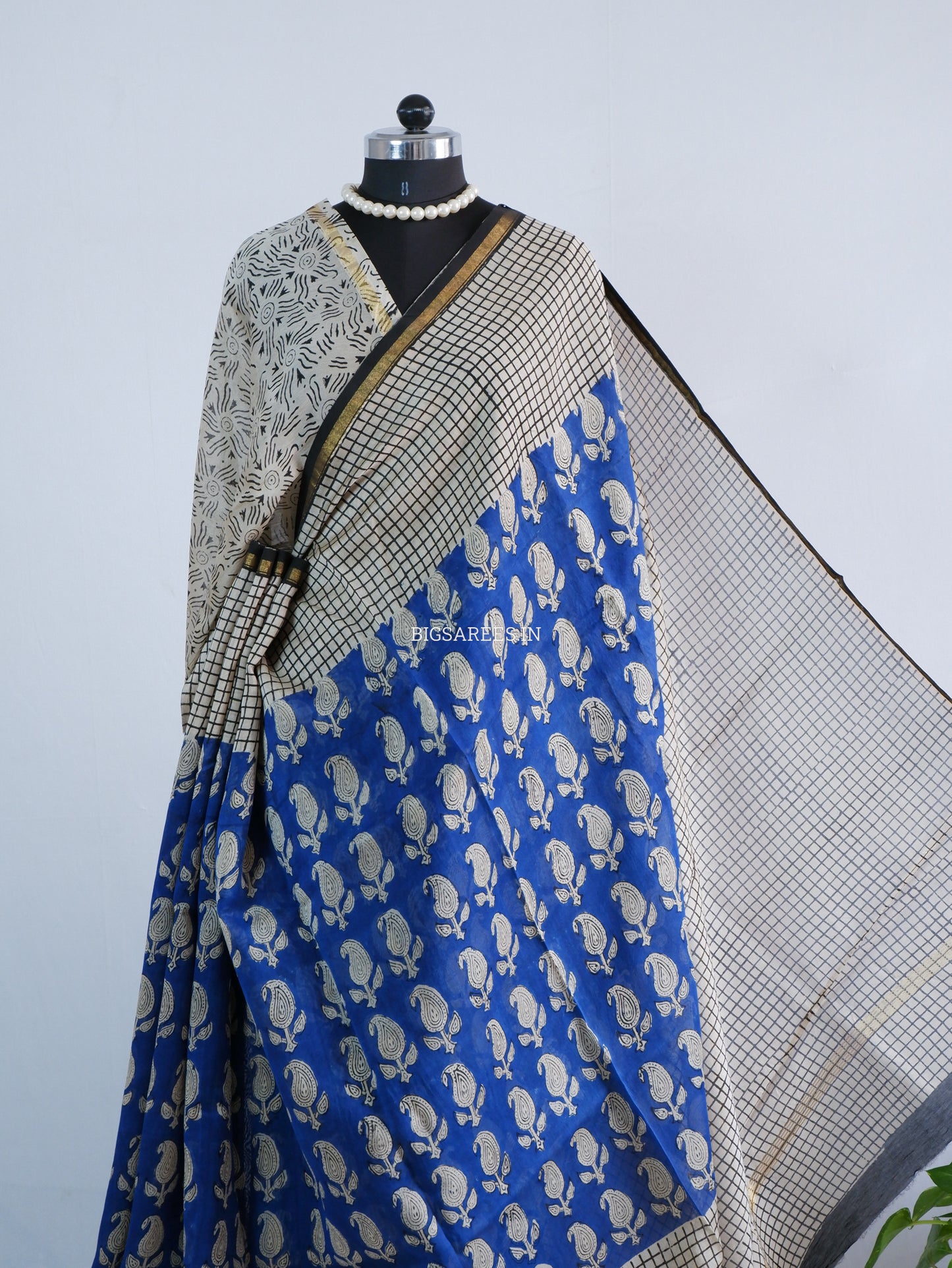 Hand Block Print Saree | Chanderi Silk | Indigo Blue