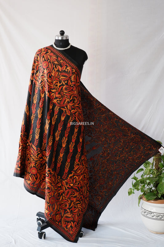 Kantha Stitch Hand Embroidery Full Work Pure Bangalore Silk Dupatta