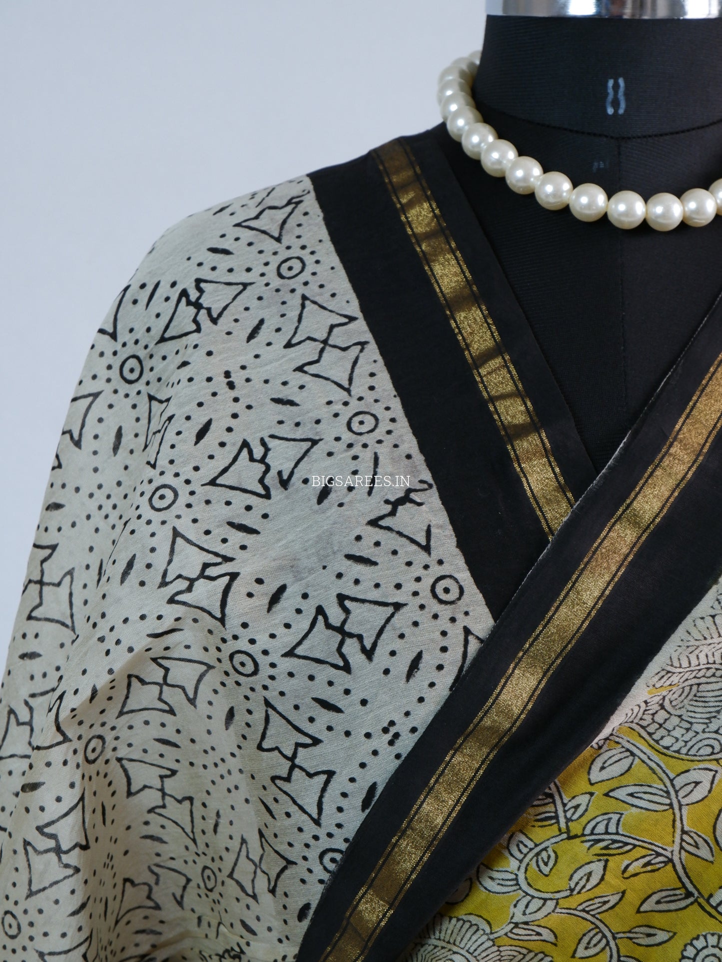Hand Block Print Saree | Chanderi Silk | Yellow