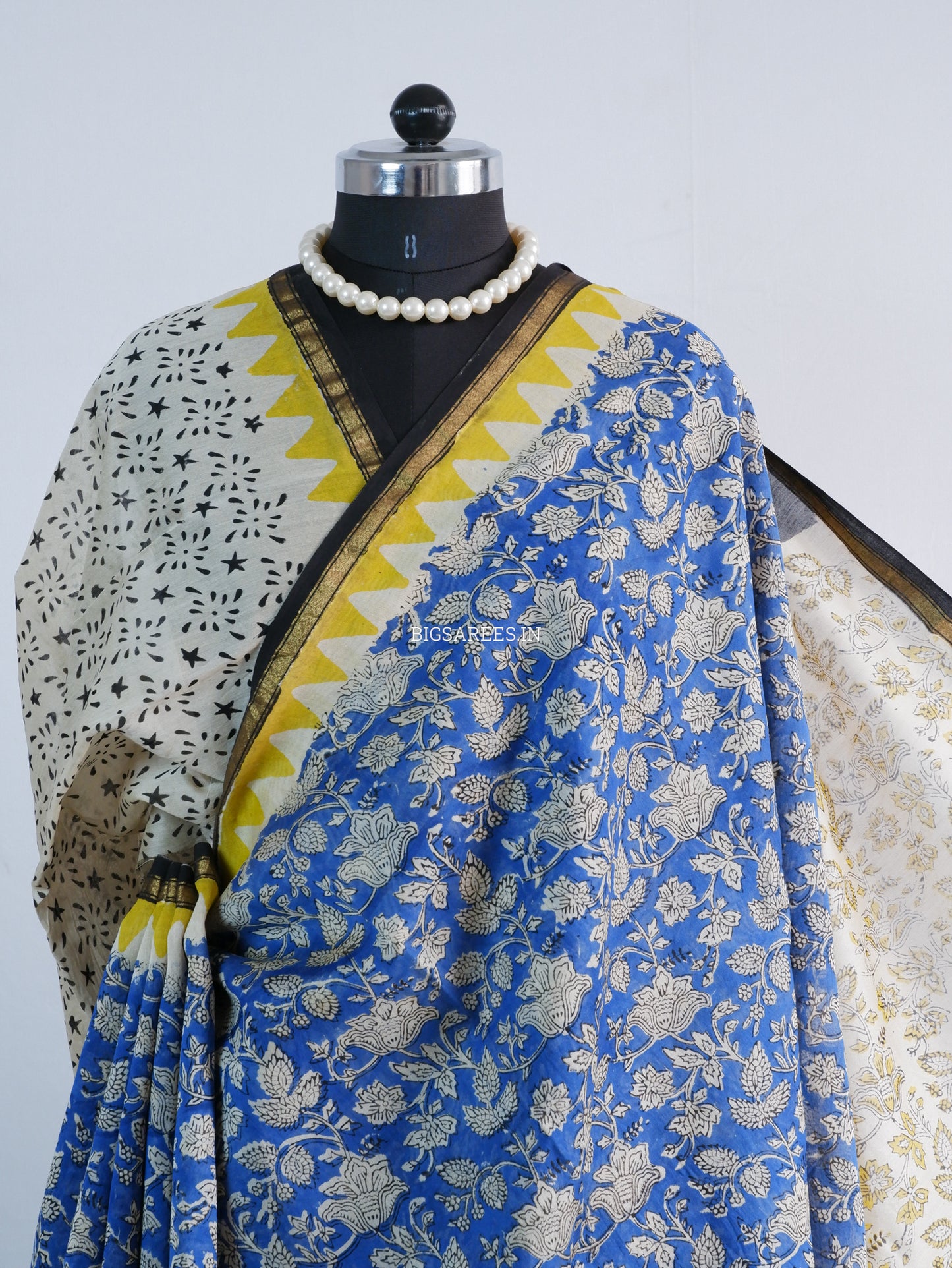 Hand Block Print Saree | Chanderi Silk | Indigo Blue