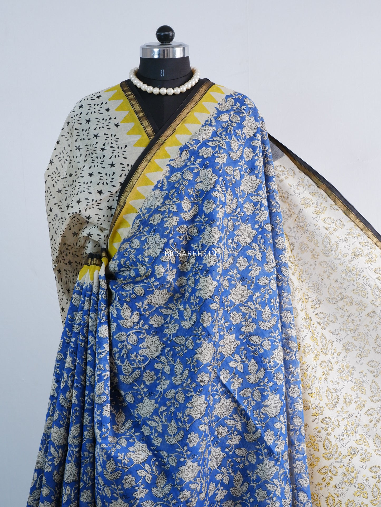 Hand Block Print Saree | Chanderi Silk | Indigo Blue