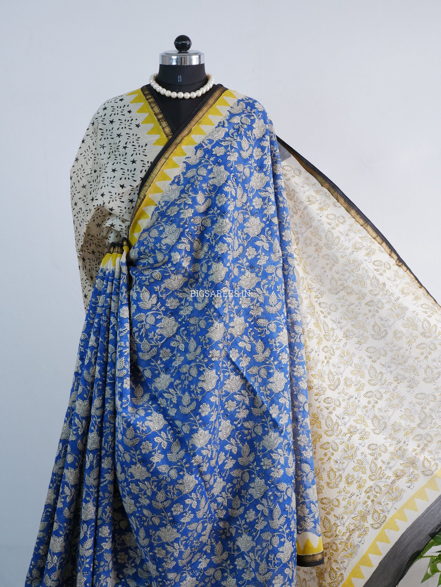 Hand Block Print Saree | Chanderi Silk | Indigo Blue