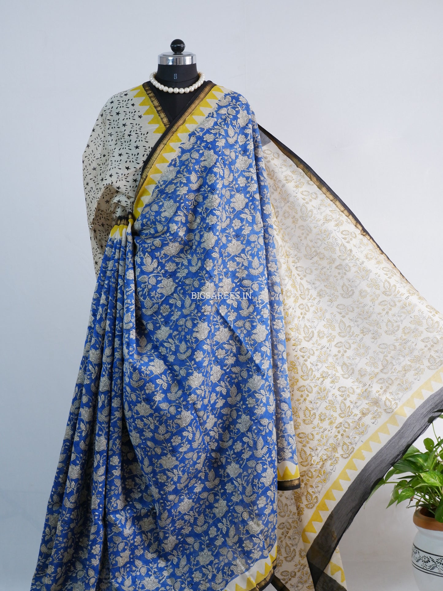 Hand Block Print Saree | Chanderi Silk | Indigo Blue