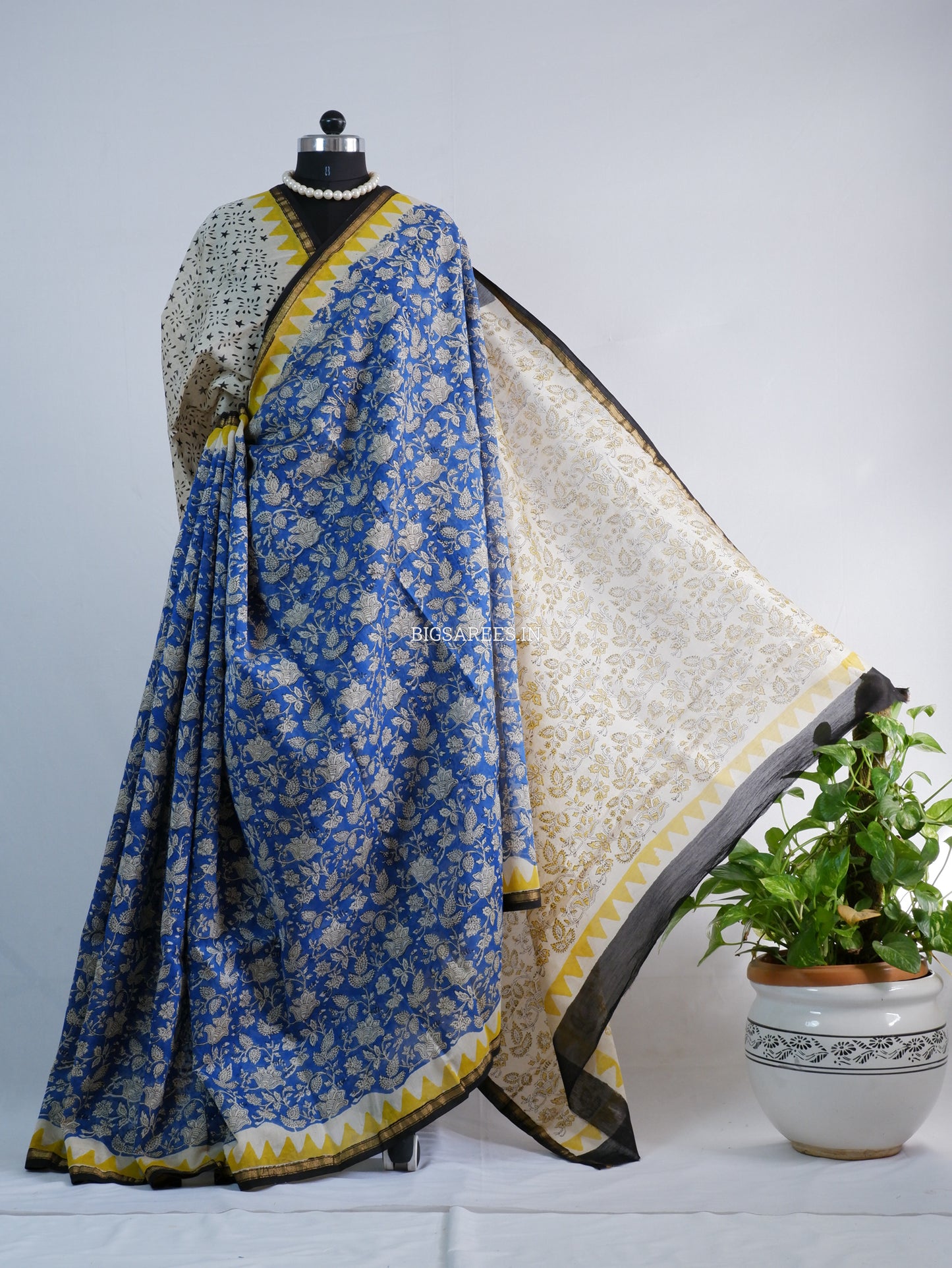 Hand Block Print Saree | Chanderi Silk | Indigo Blue