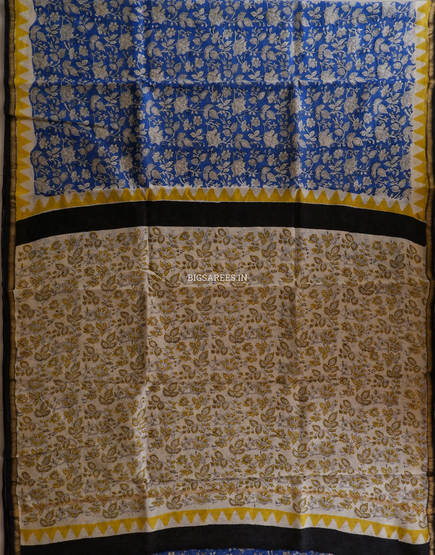 Hand Block Print Saree | Chanderi Silk | Indigo Blue