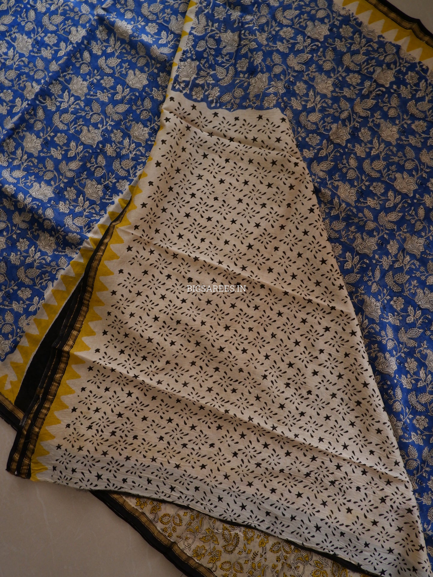Hand Block Print Saree | Chanderi Silk | Indigo Blue