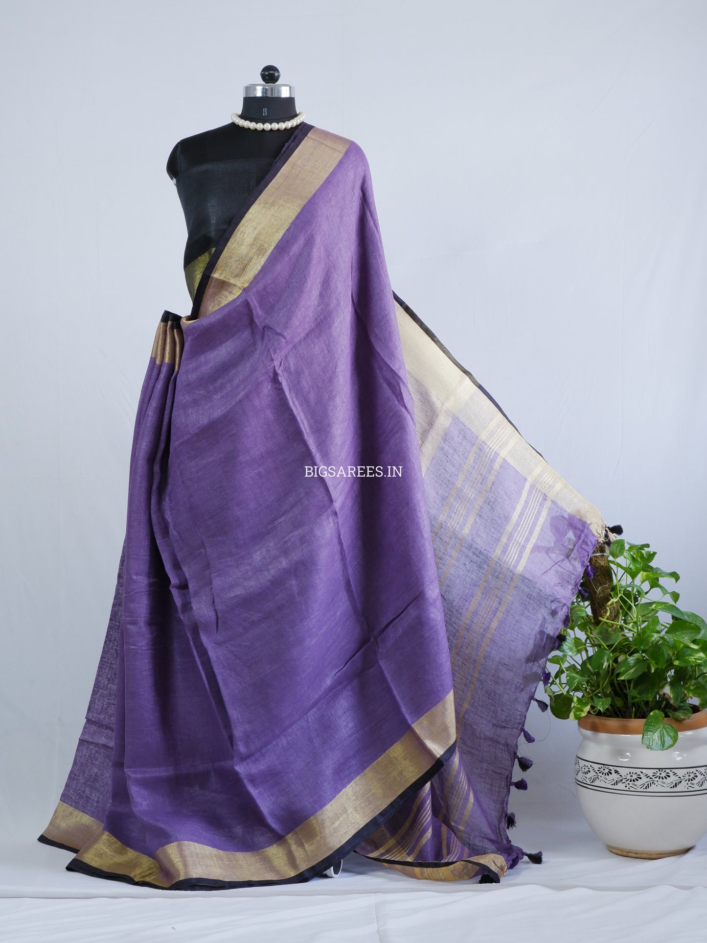 Pure Linen By Linen Saree With running Blouse