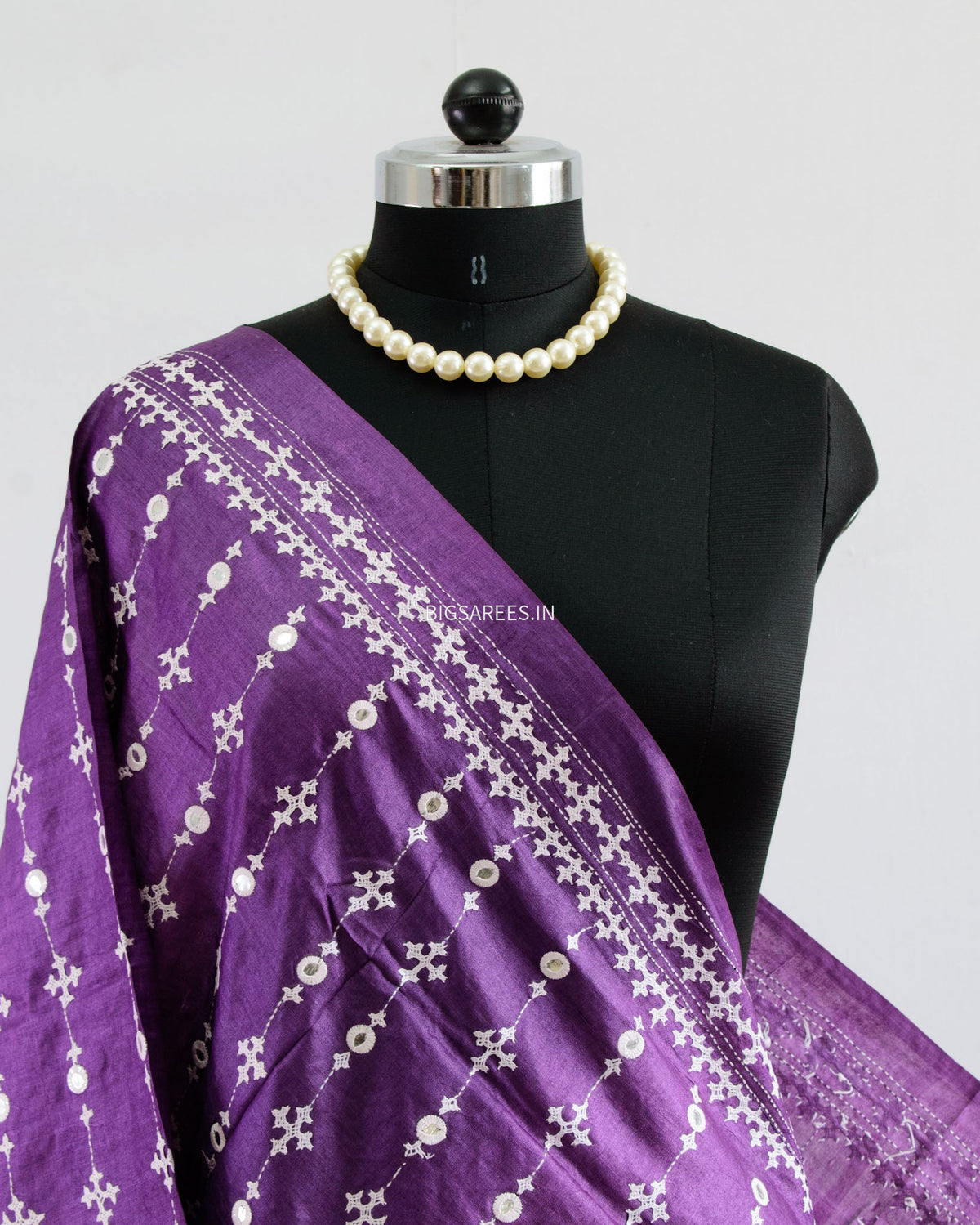 Kutchi Work Dupatta | Tussar Silk | Purple