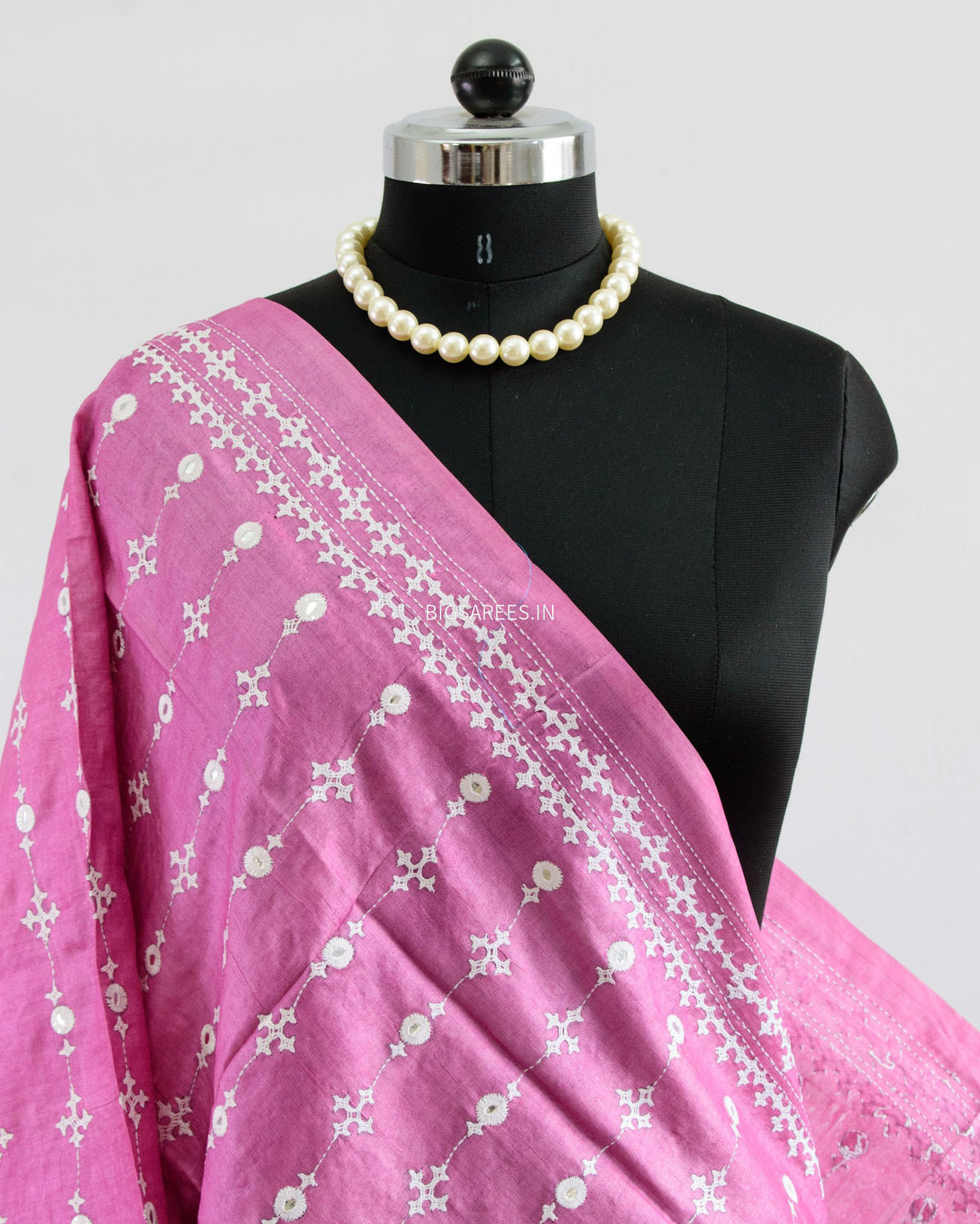 Kutchi Work Dupatta | Tussar Silk | Pink
