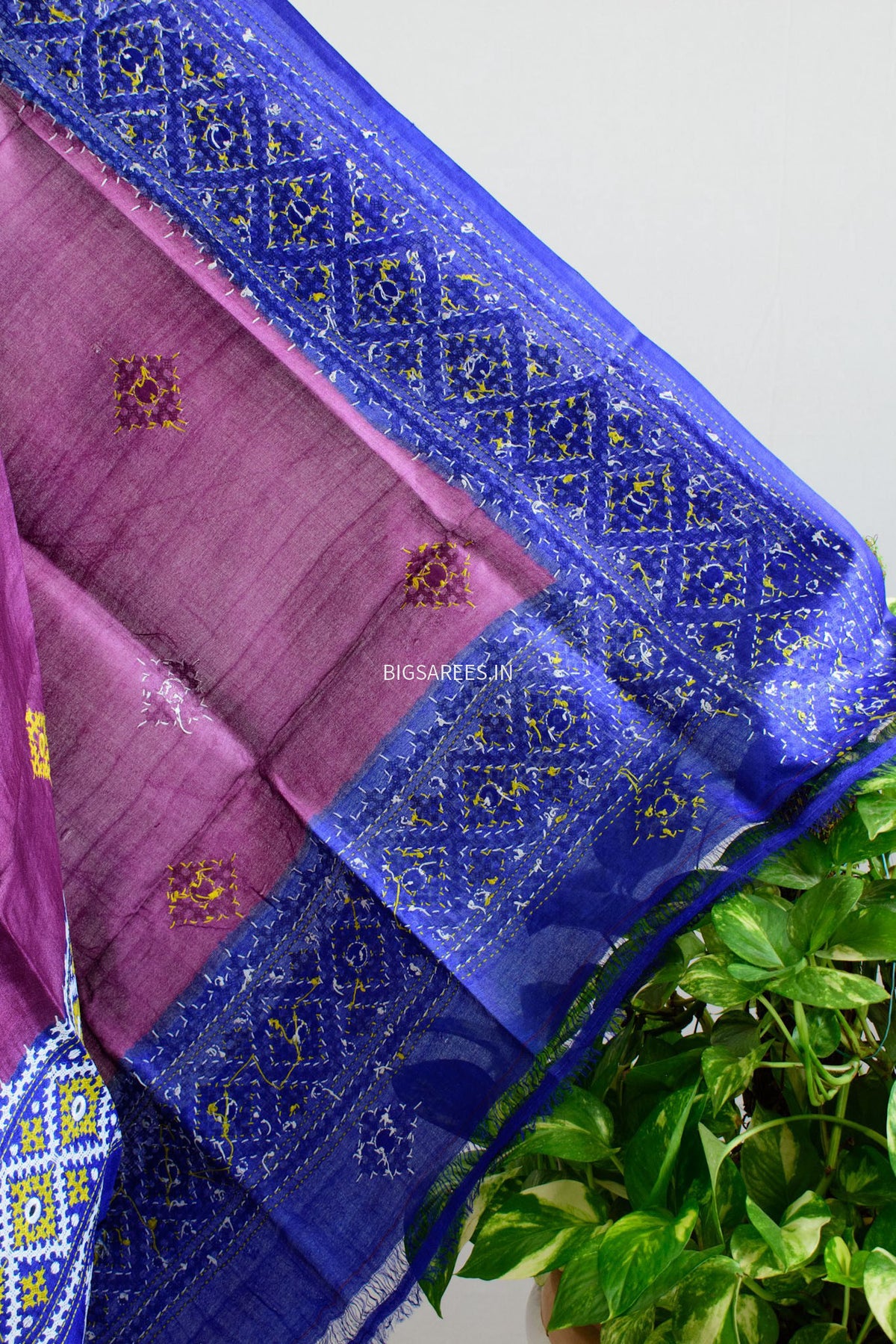 Kutchi Work Dupatta | Tussar Silk | Purple