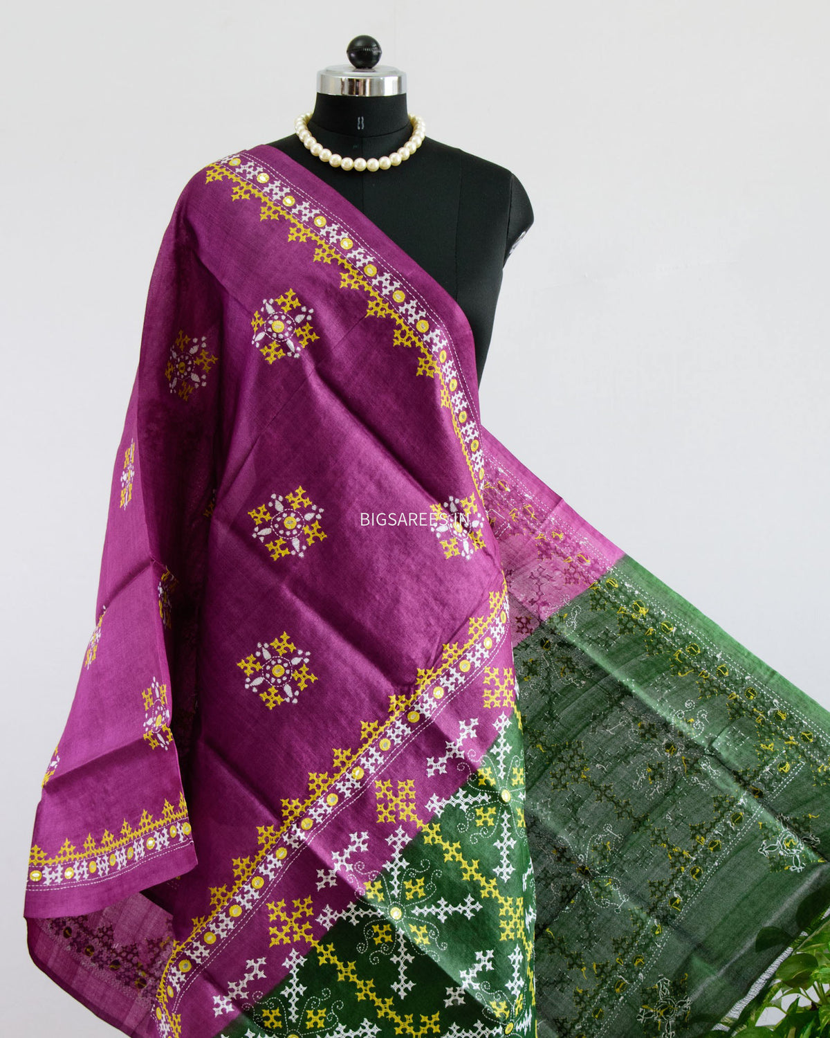 Kutchi Work Dupatta | Tussar Silk | Violet