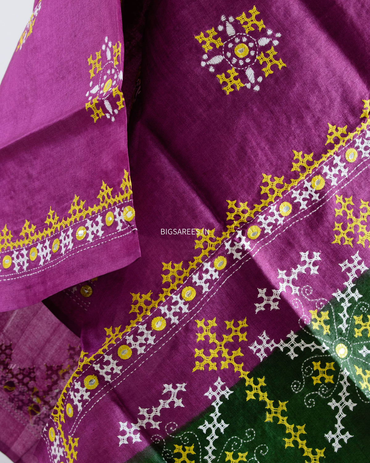 Kutchi Work Dupatta | Tussar Silk | Violet