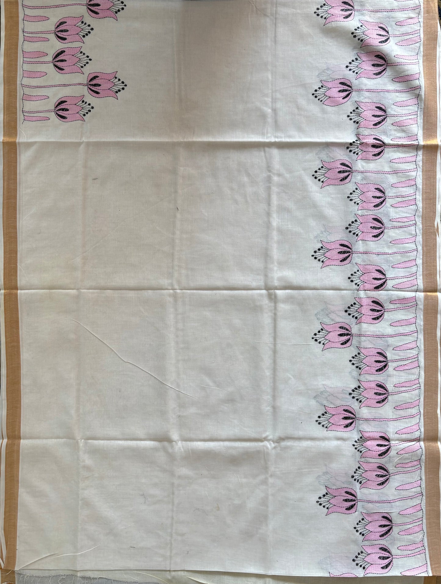 Kantha Stitch Hand Embroidered South Cotton Saree