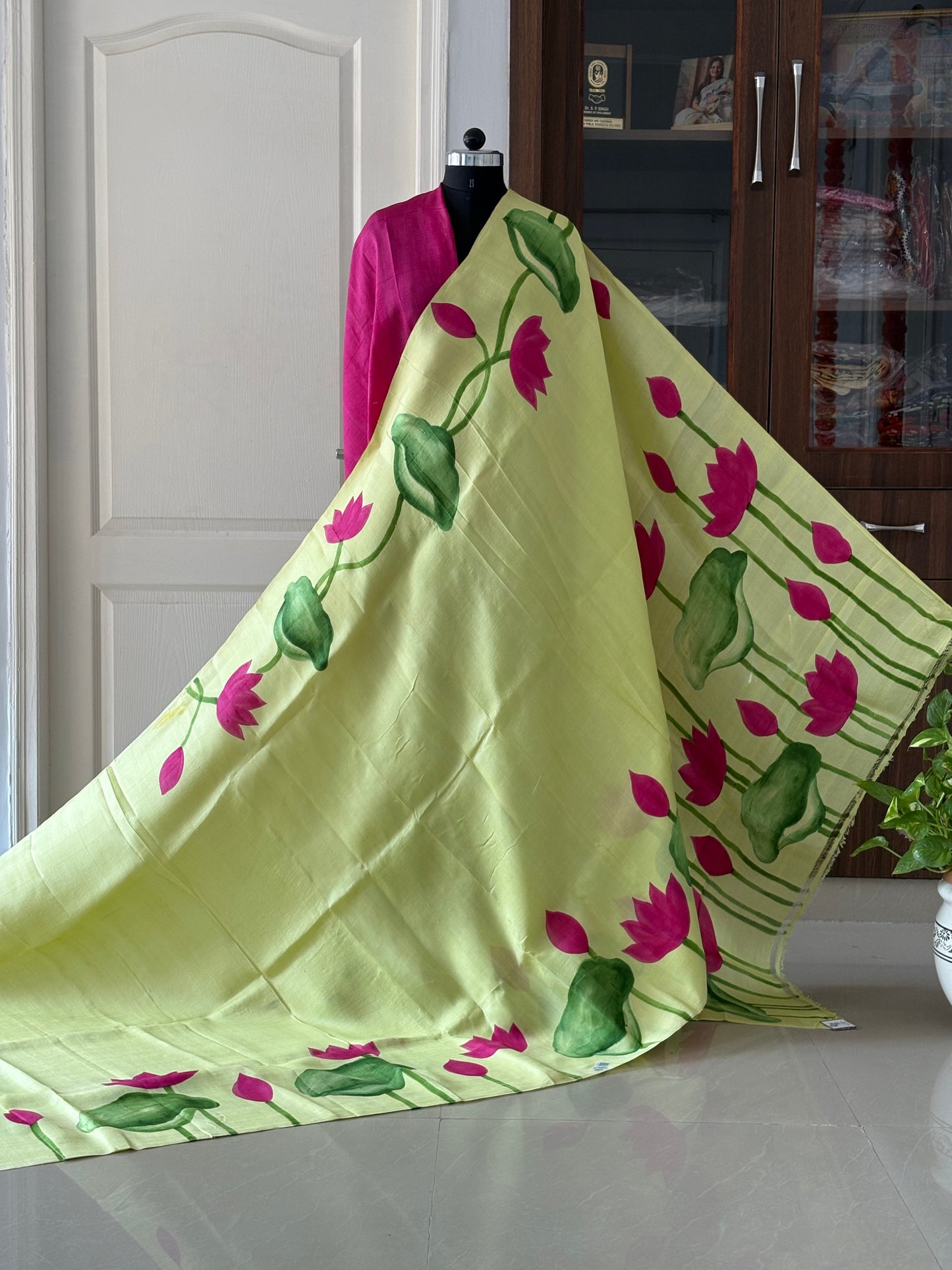 Exclusive Hand painted Pure Bishnupuri Silk Saree (Silk Marked)