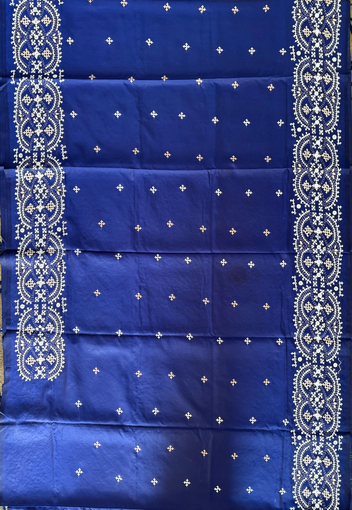 Kutchi/Gujarati Hand Embroidered Saree  | Blended Bangalore Silk / Art Silk |