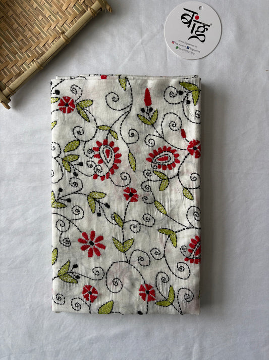 Kantha Stitch Art Silk Blouse Piece