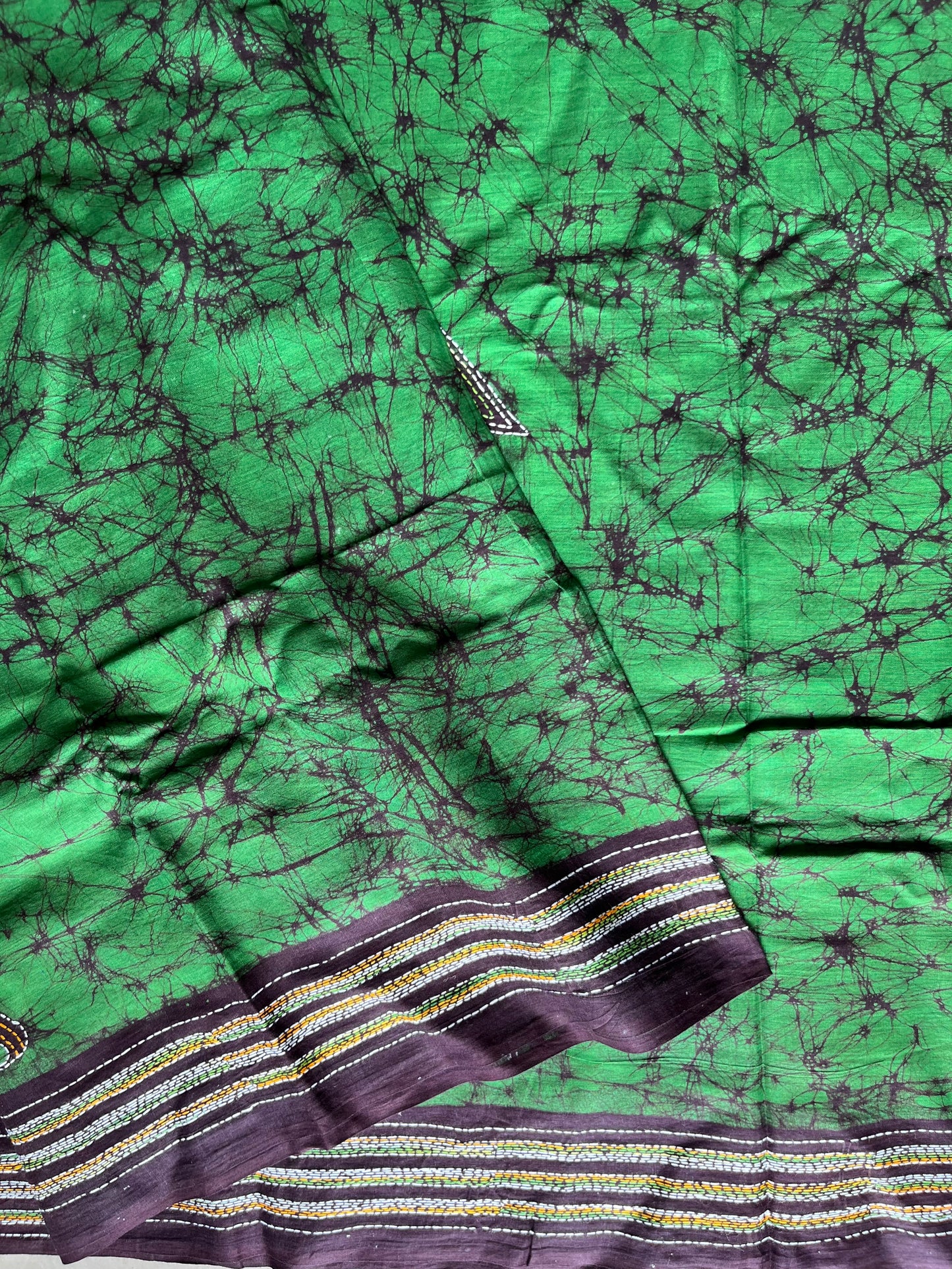 Kantha stitch Hand Batik Very Soft Cotton Traditional Saree