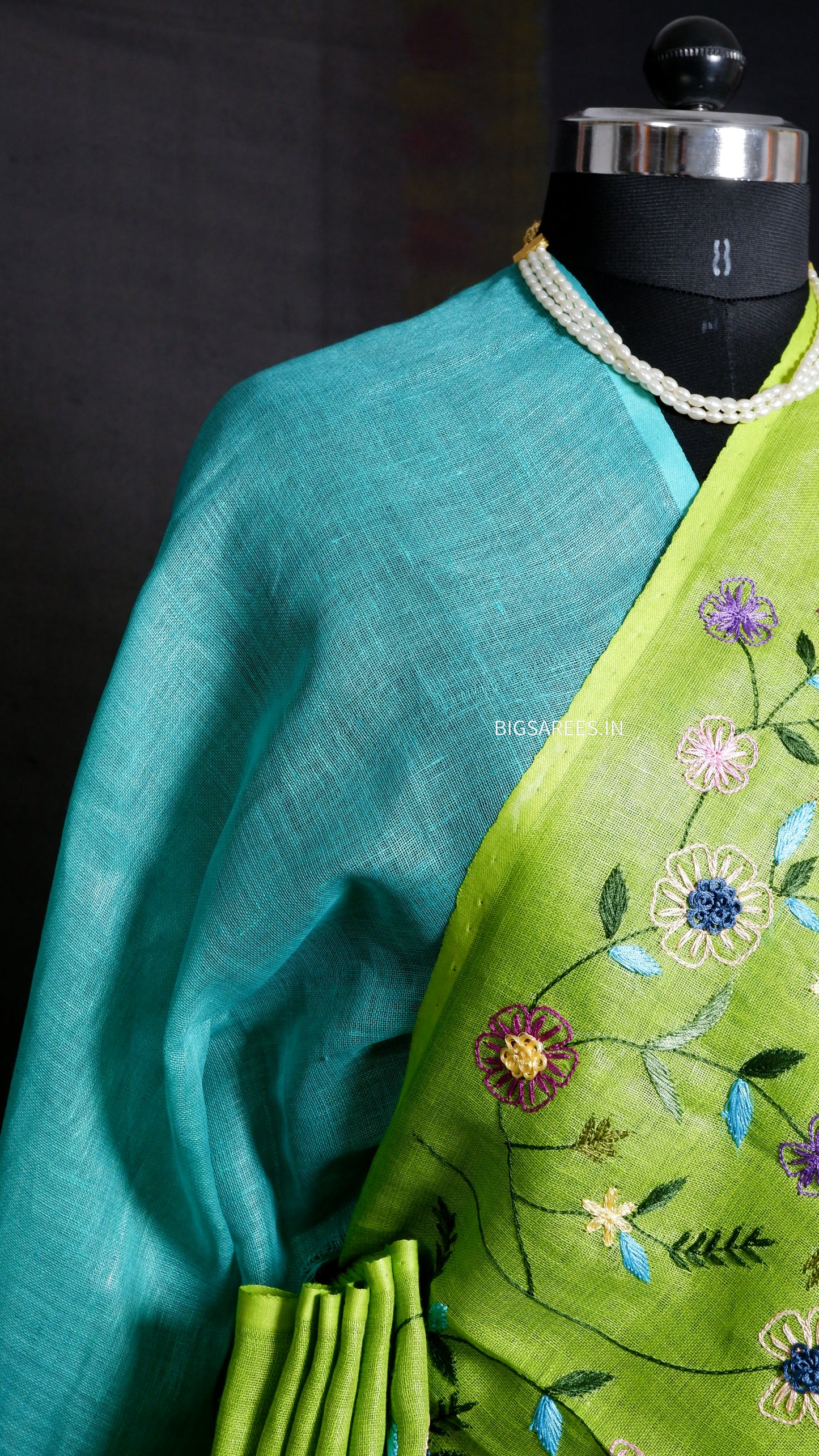 Pure Linen Saree With running Blouse