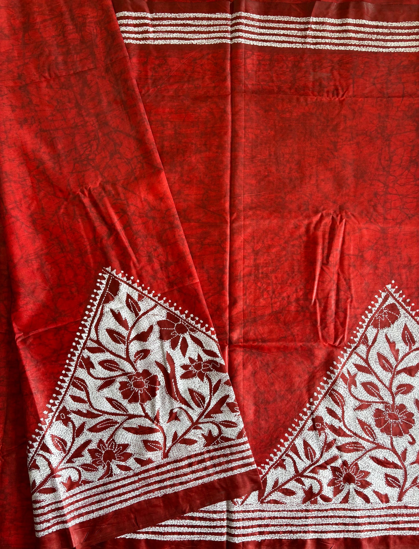 Kantha Stitch Hand Work Art Silk Saree With Blouse
