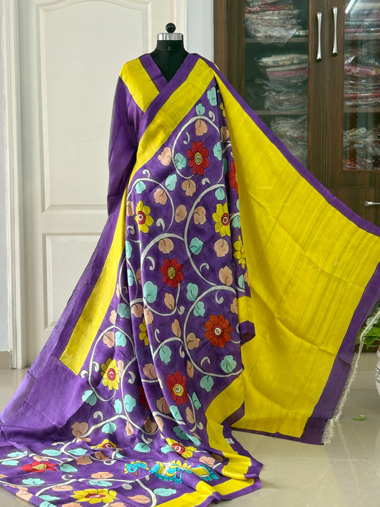 Exclusive Hand painted Pure Bishnupuri Silk Saree (Silk Marked)