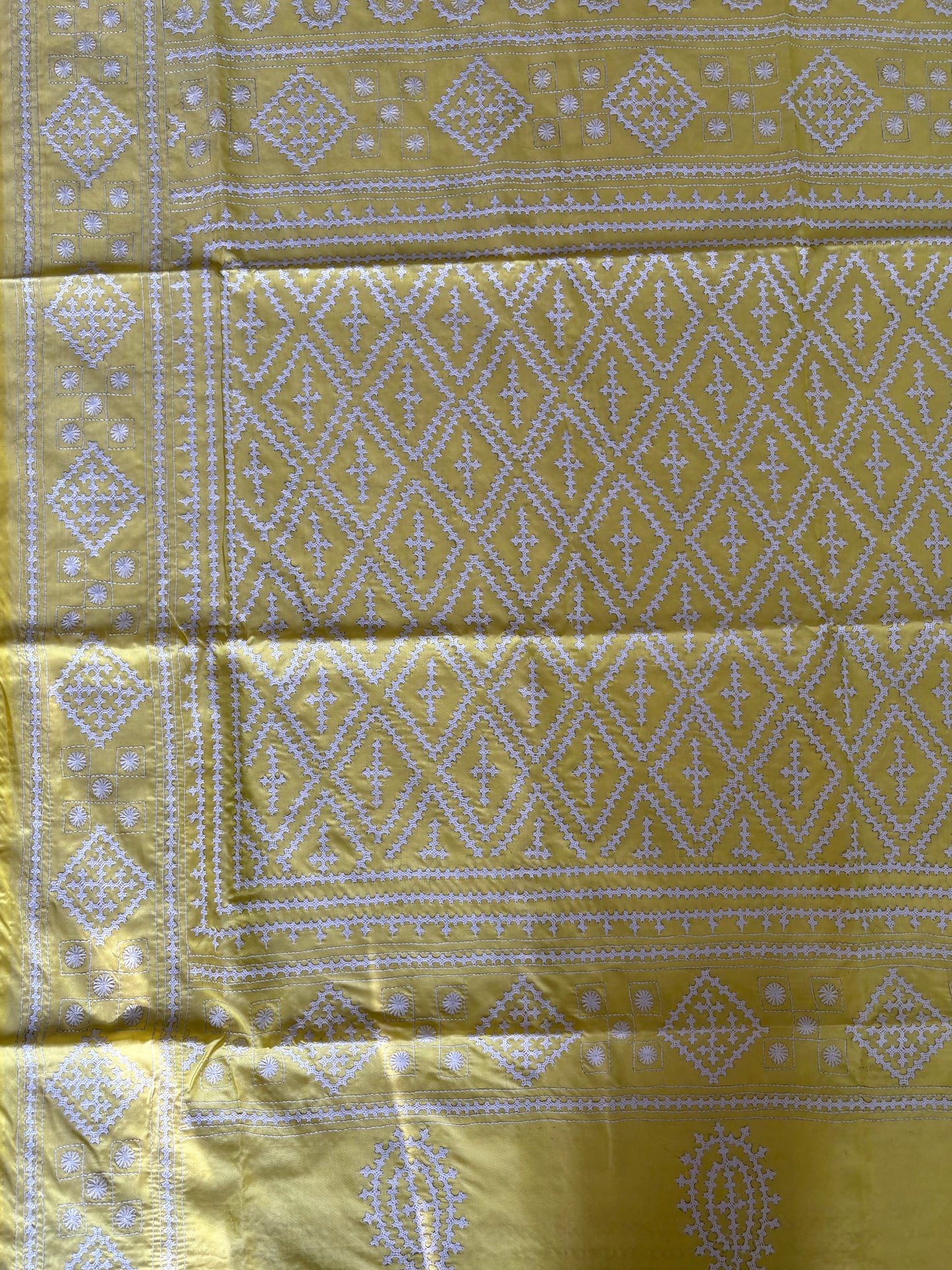 Gujrati Stitch/Kutch Hand Embroidered Art Silk Saree