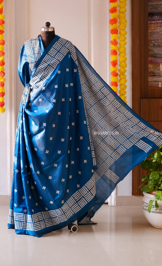 Kutch Hand Embroidered Pure Banglore Silk Saree – (Silk Marked)