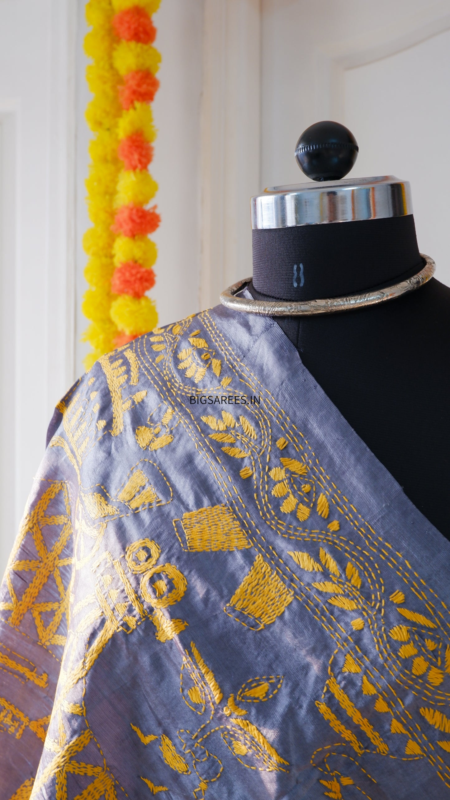 Kantha Hand Embroidary Full Work Pure Tassar Silk Dupatta36”