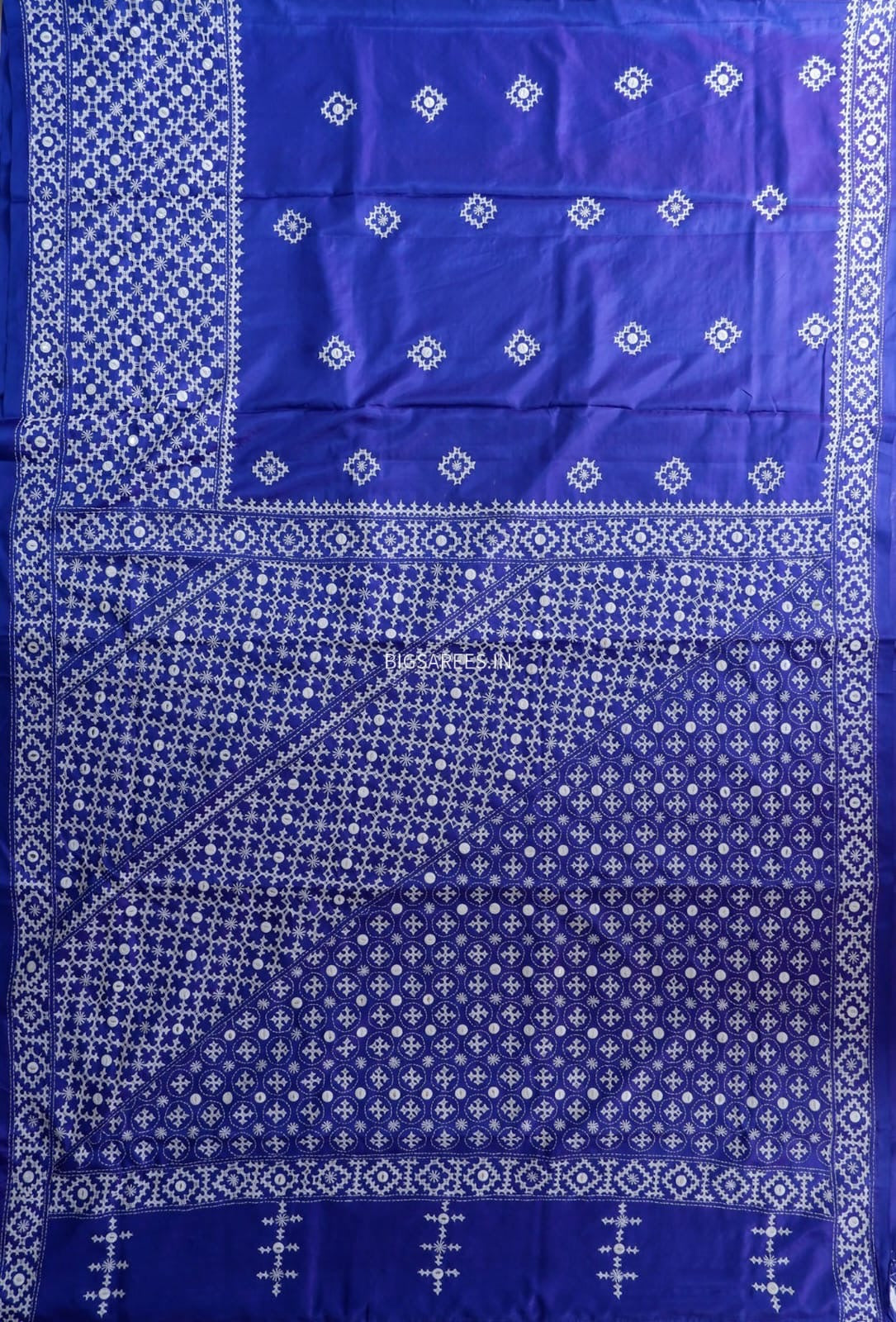 Kutchi/Gujarati Hand Embroidered Saree  | Blended Bangalore Silk / Art Silk