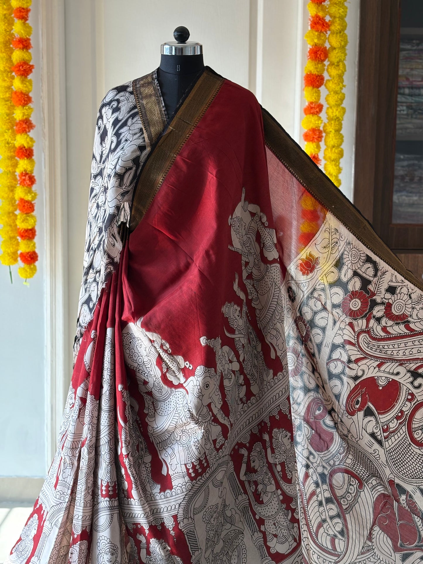 Printed Kalamkari Silk Saree with blouse