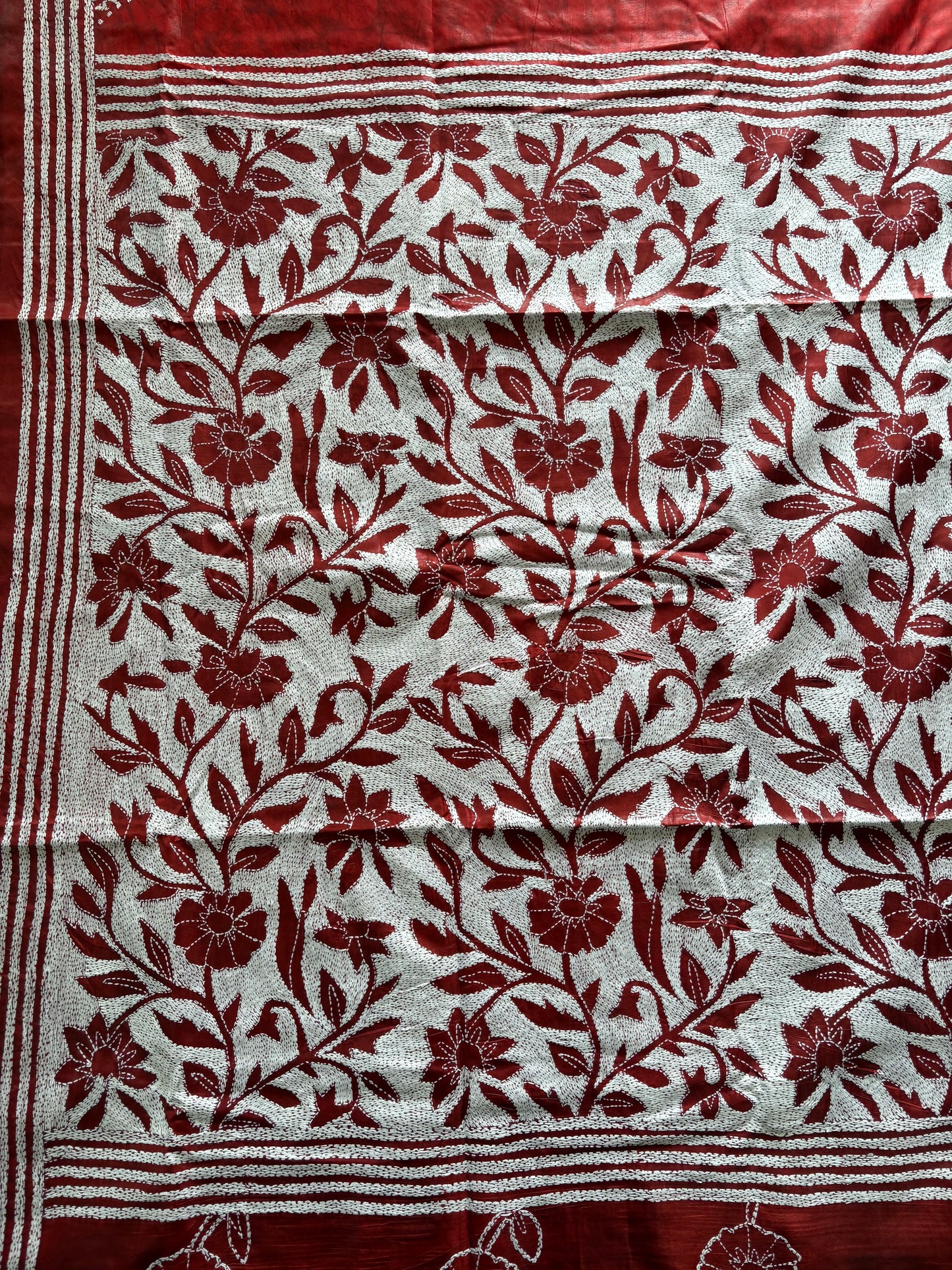 Kantha Stitch Hand Work Art Silk Saree With Blouse