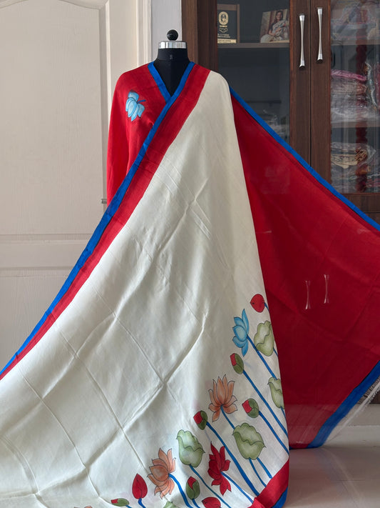 Exclusive Hand painted Pure Bishnupuri Silk Saree (Silk Marked)