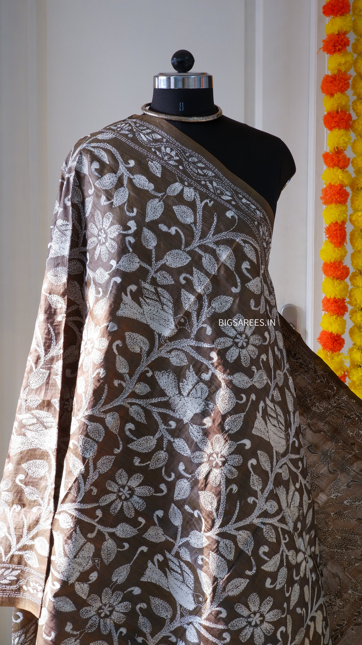 Kantha Hand Embroidary Full Work Pure Tassar Silk Dupatta36”