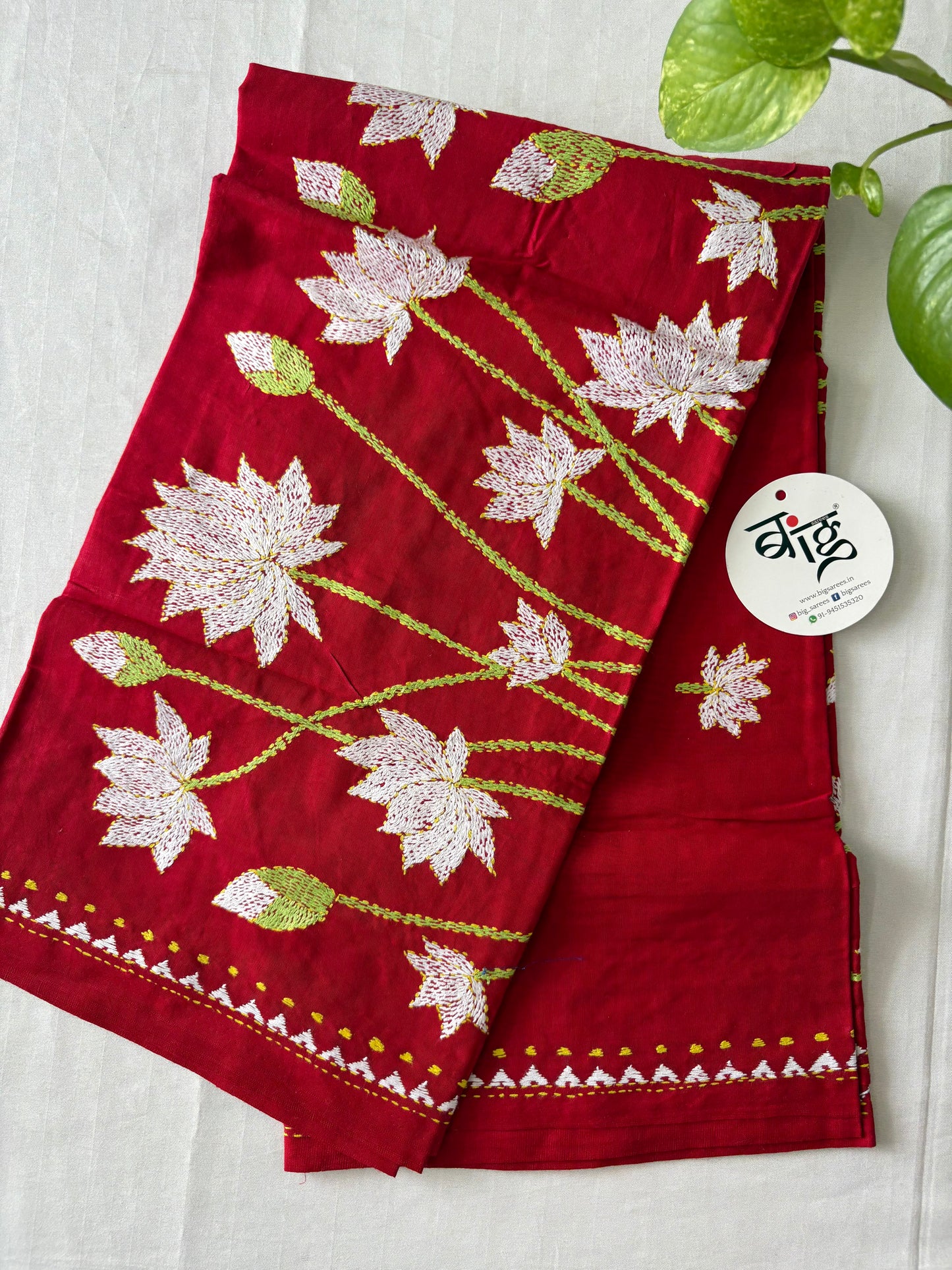 Kantha Hand Embroidary Full Work Pure Cotton Dupatta - “36”