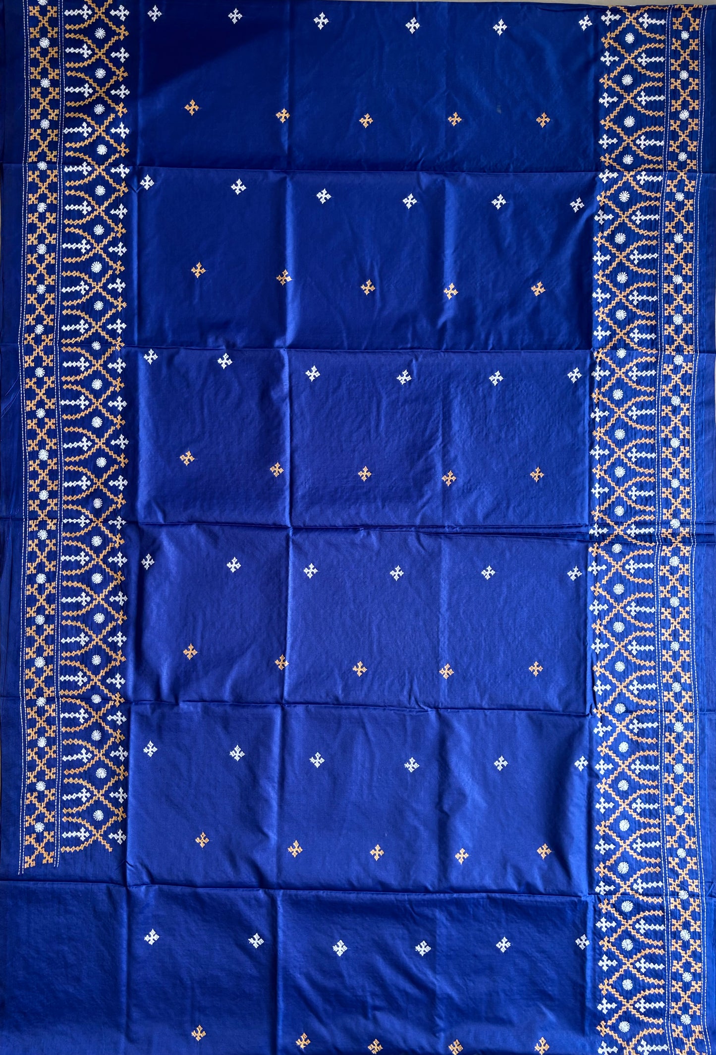 Gujrati Stitch/Kutch Hand Embroidered Art Silk Saree