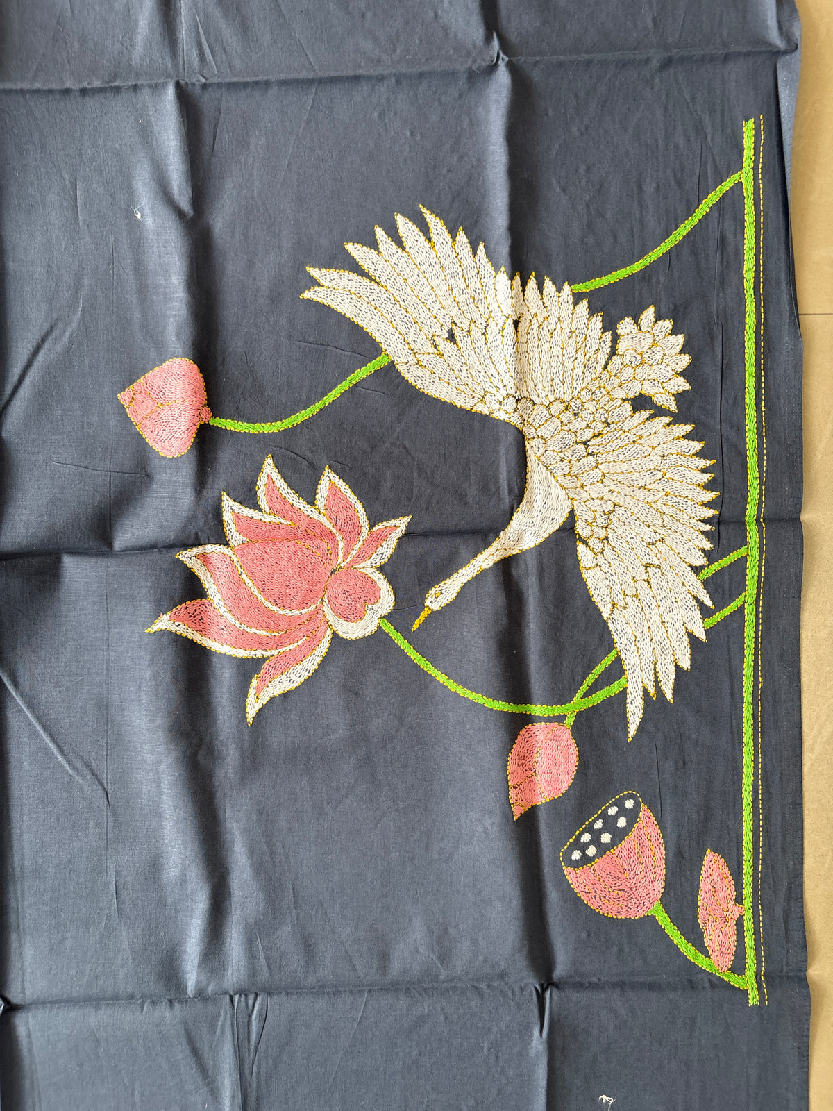 Kantha stitch Cotton Blouse Piece (Grey)
