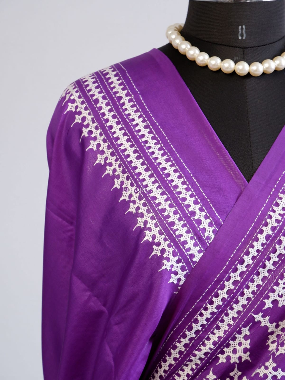 Kutchi/Gujarati Hand Embroidered Saree  | Blended Bangalore Silk / Art Silk | Plum Red