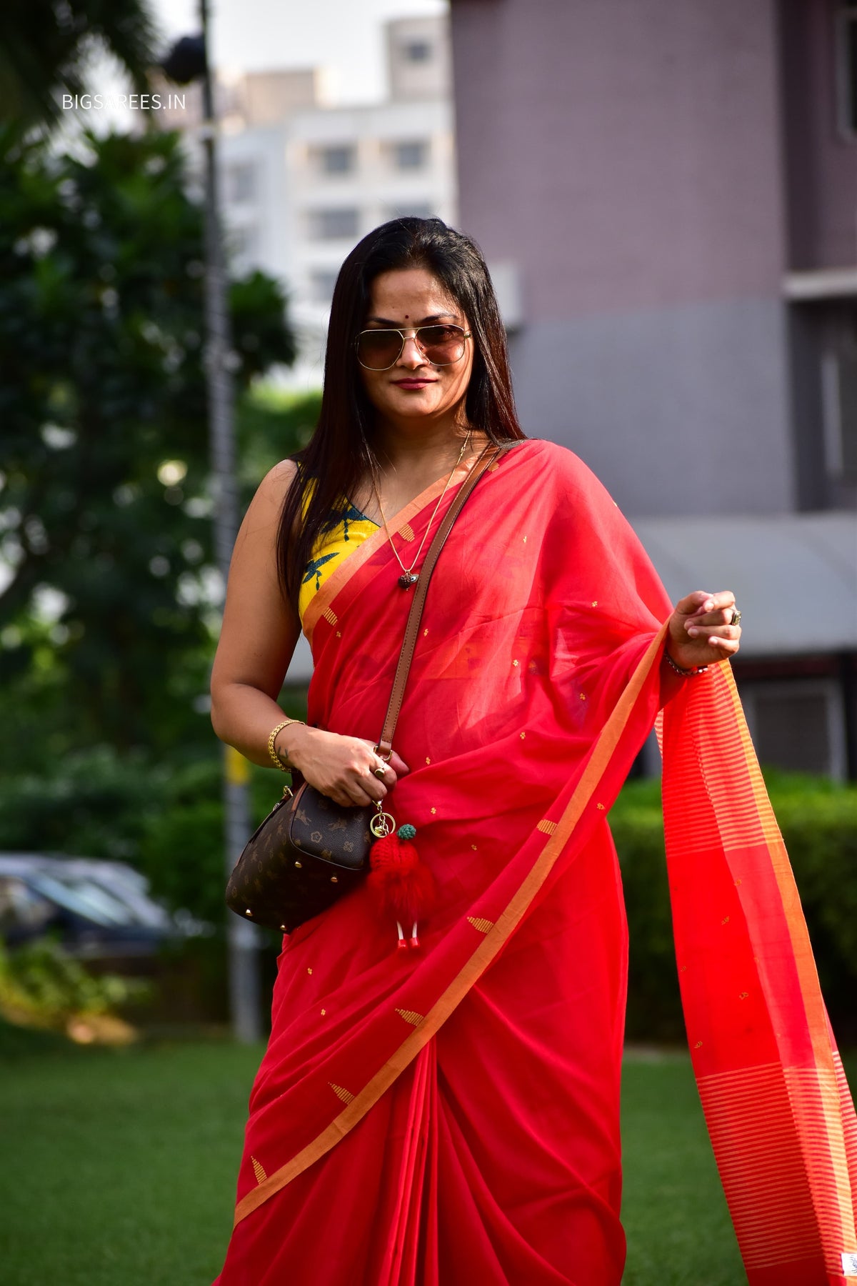 Hand woven Pure Cotton Saree (Handloom Marked) - Red