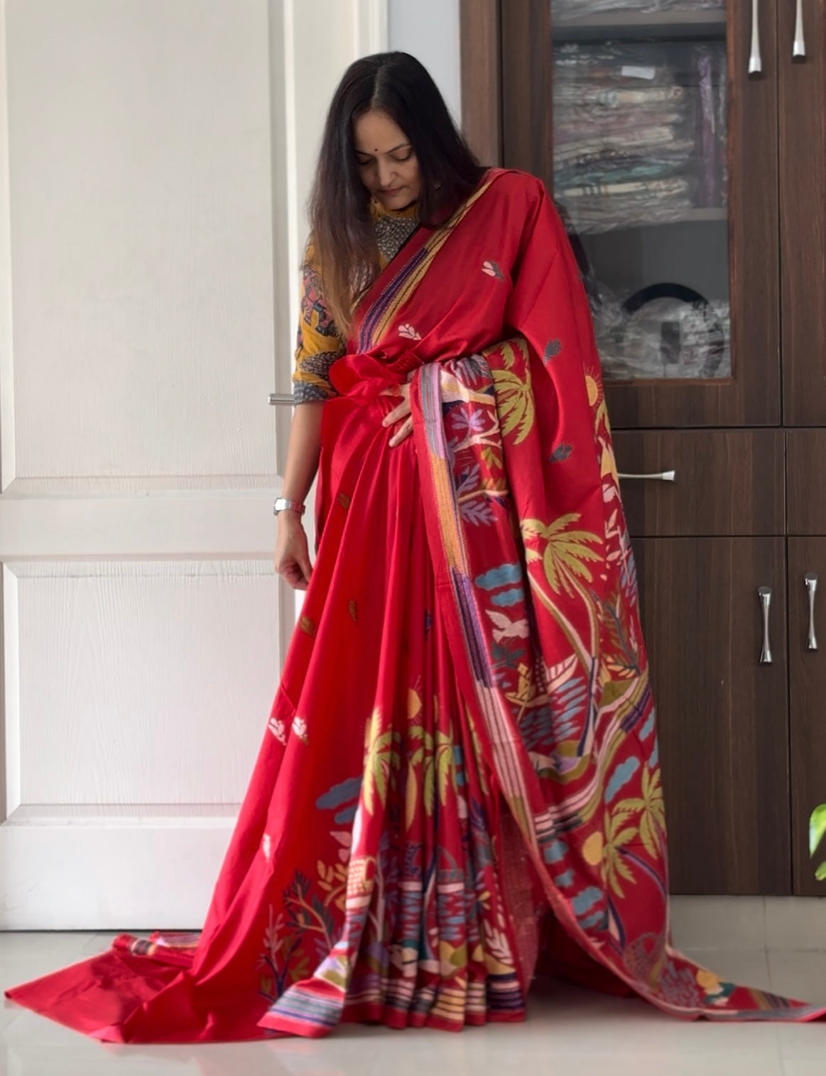 Kantha Stitch Pure Silk Saree