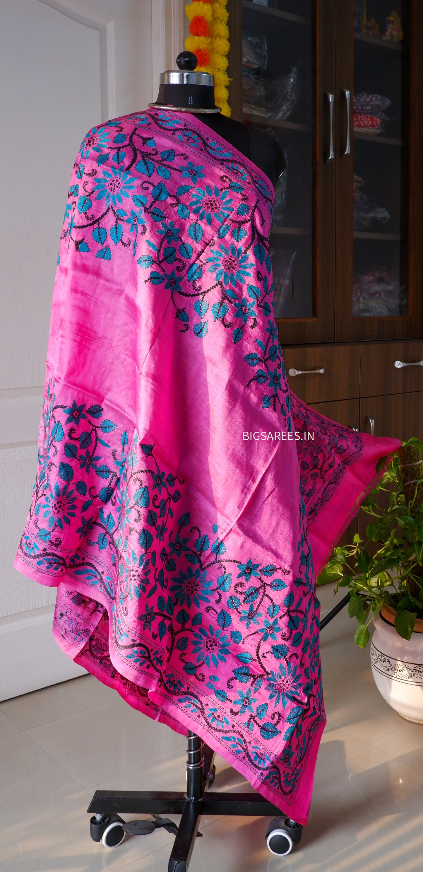 Kantha Hand Embroidary Full Work Pure Tassar Silk Dupatta36”