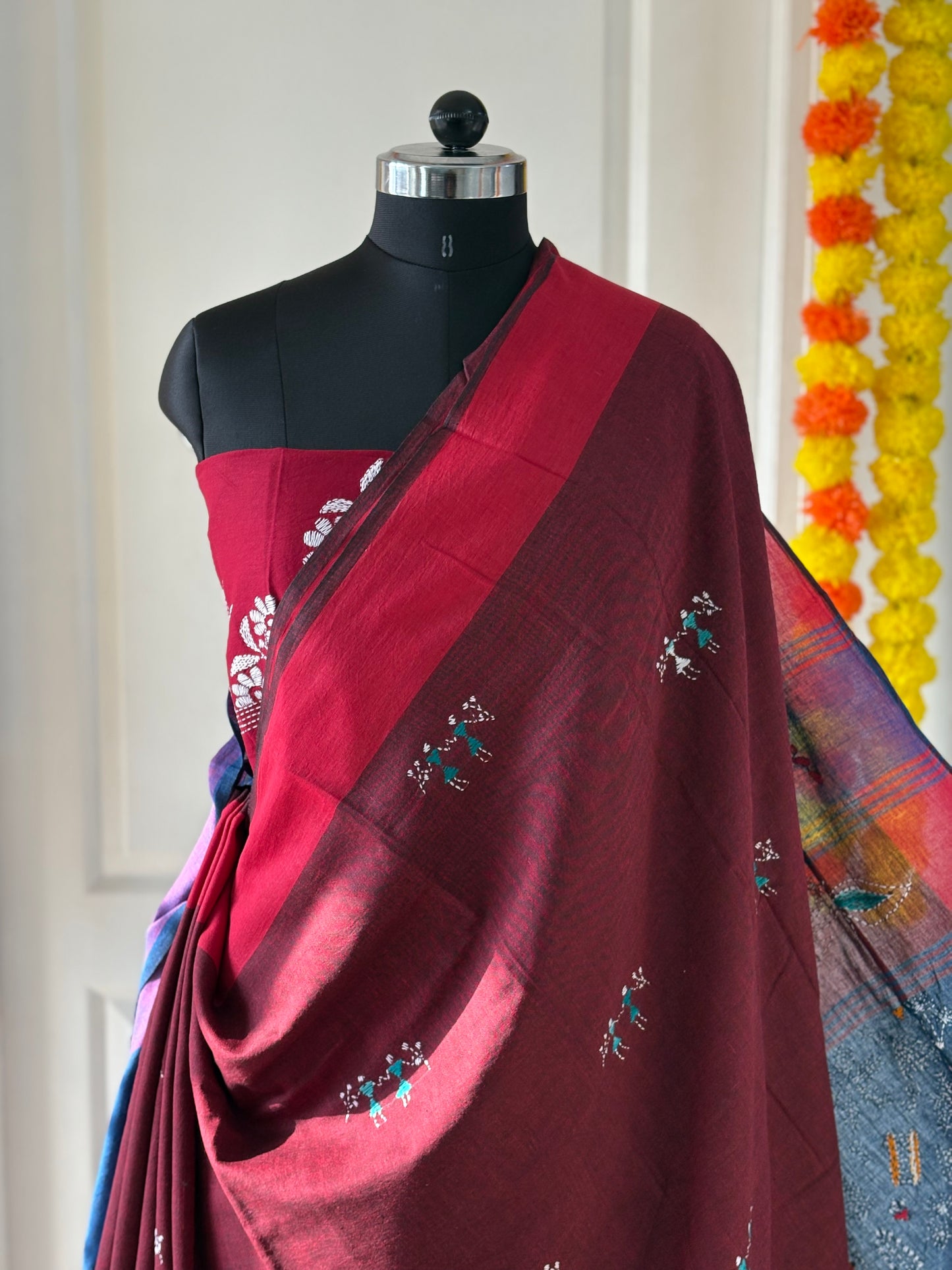 Kantha Hand Embroidered Pure Cotton Saree