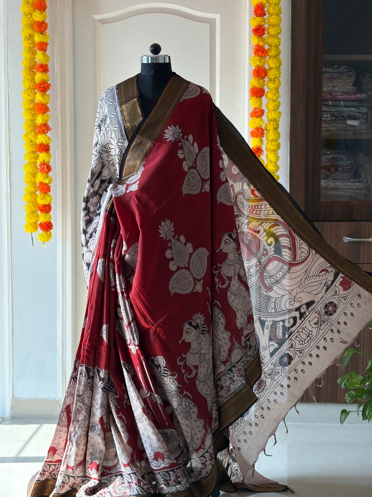Printed Kalamkari Silk Saree with blouse