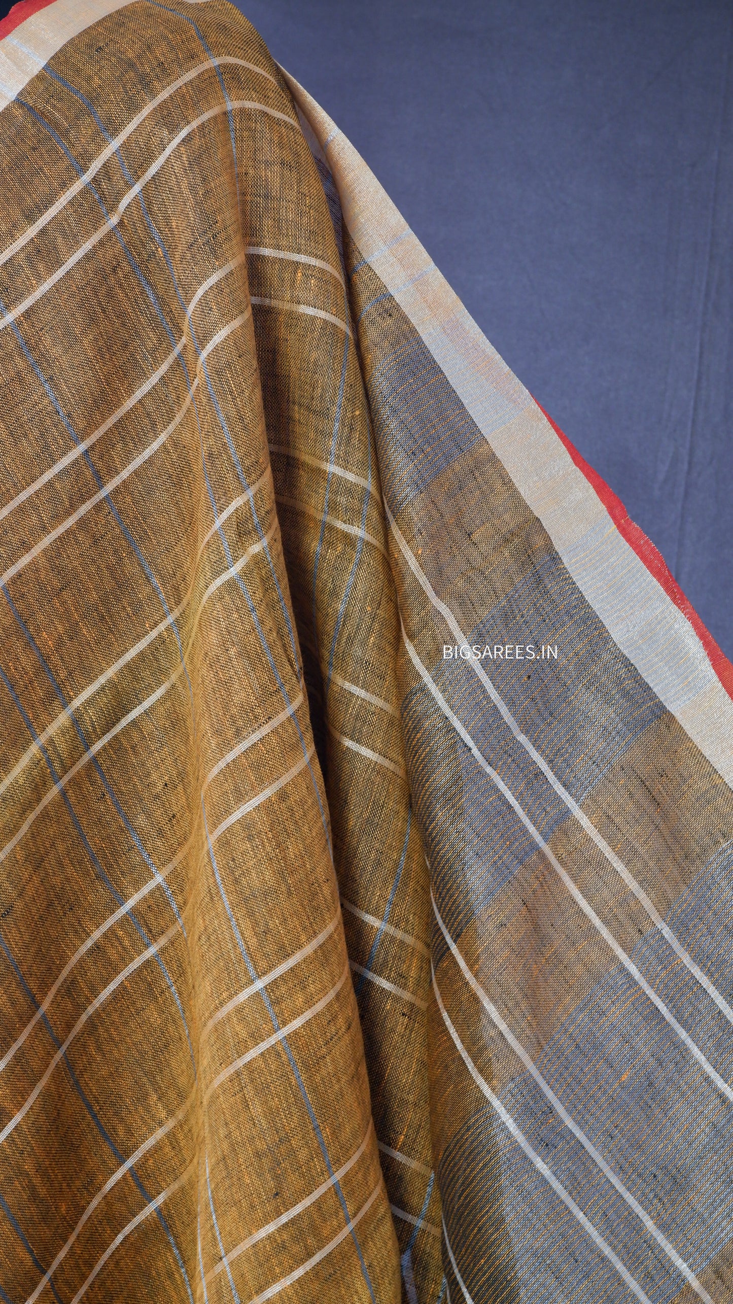 Pure Linen Saree With running Blouse