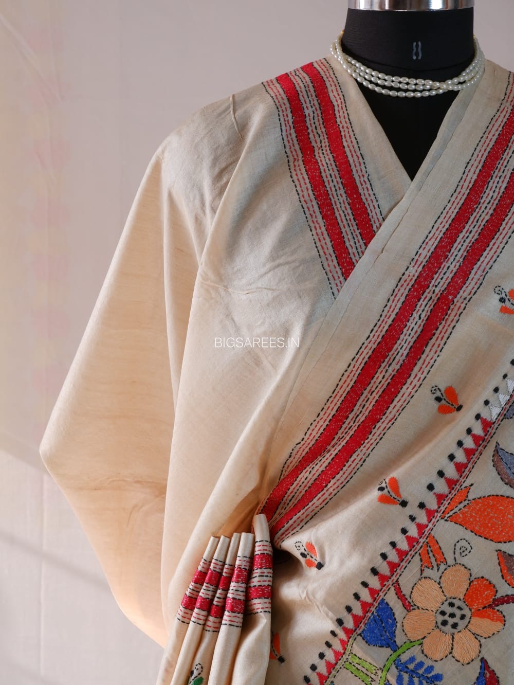 Kantha - Stitch Hand Embroidered Saree | Pure Gachi by Gachi Tussar Silk | Silk Mark Certified