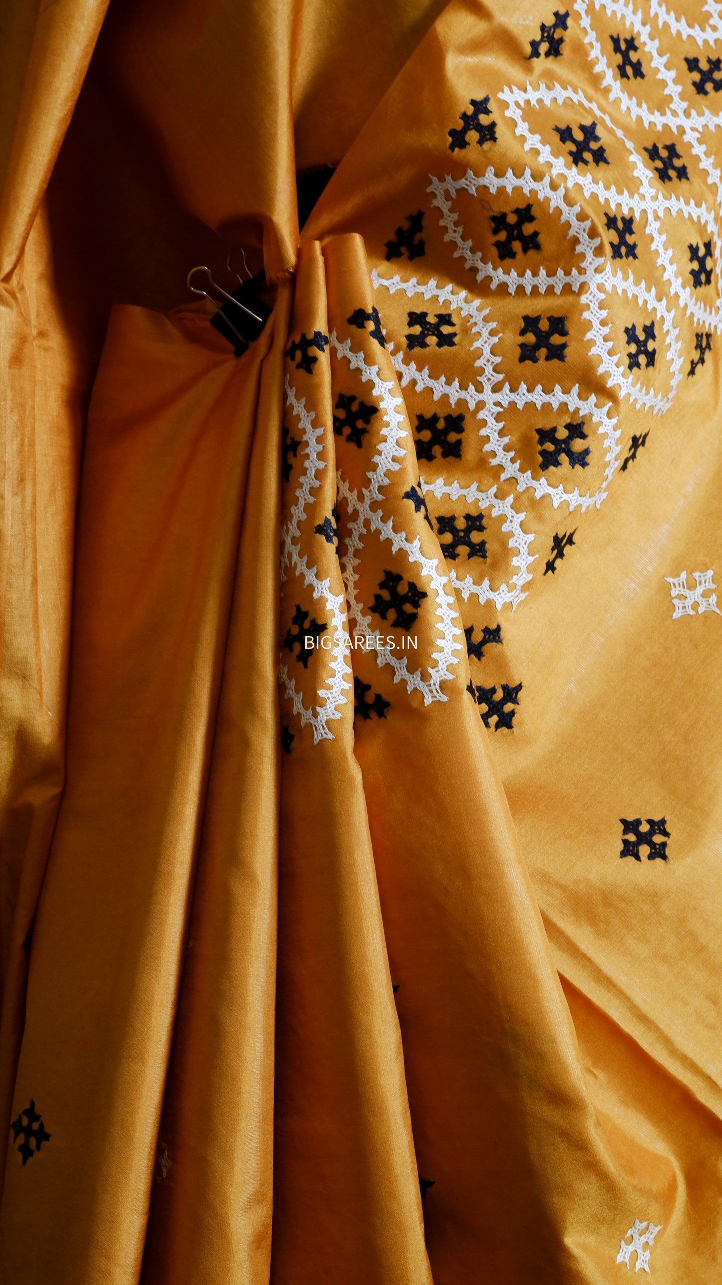 Kutch Hand Embroidered Pure Banglore Silk Saree