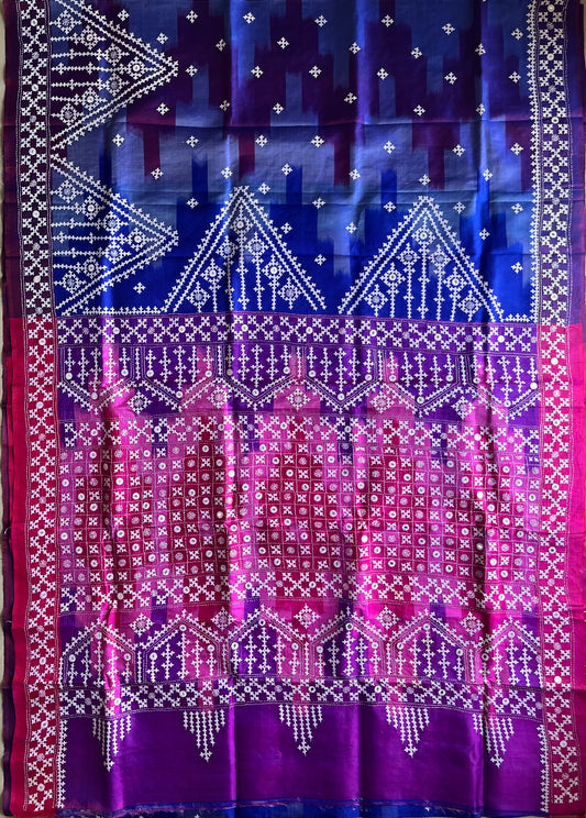 Kutch Hand Embroidered Pure Banglore Silk Saree