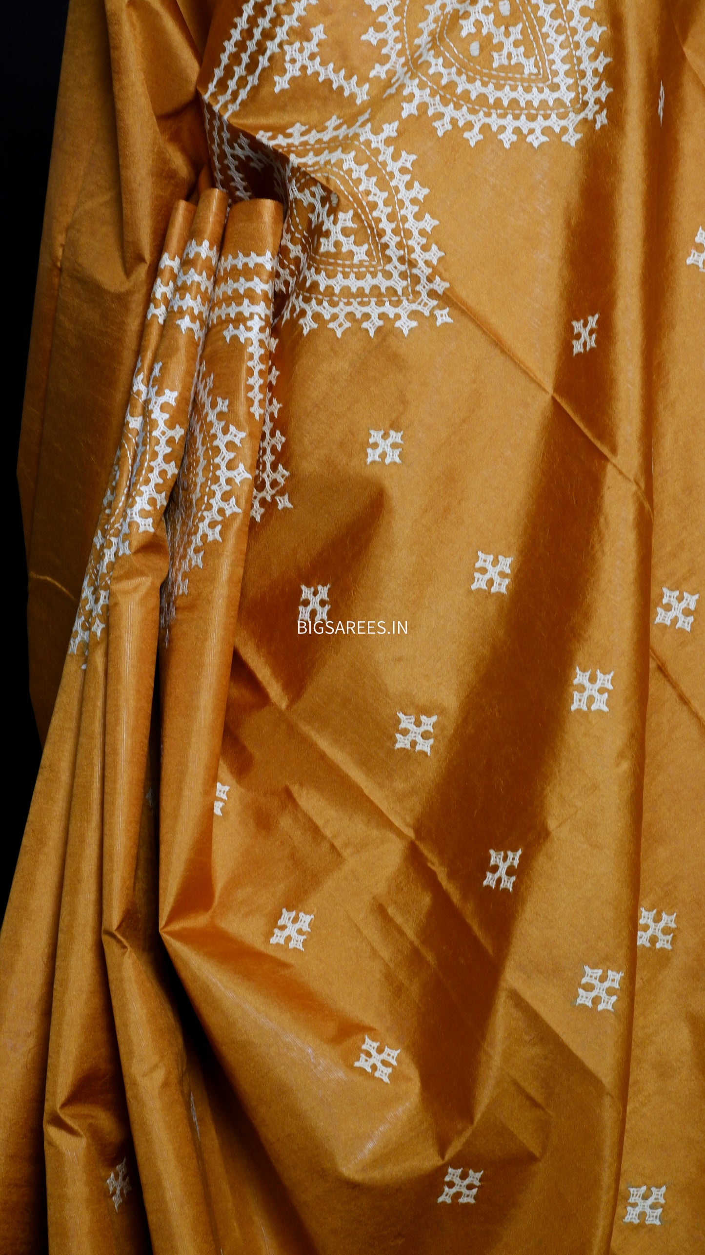 Kutch Hand Embroidered Pure Banglore Silk Saree