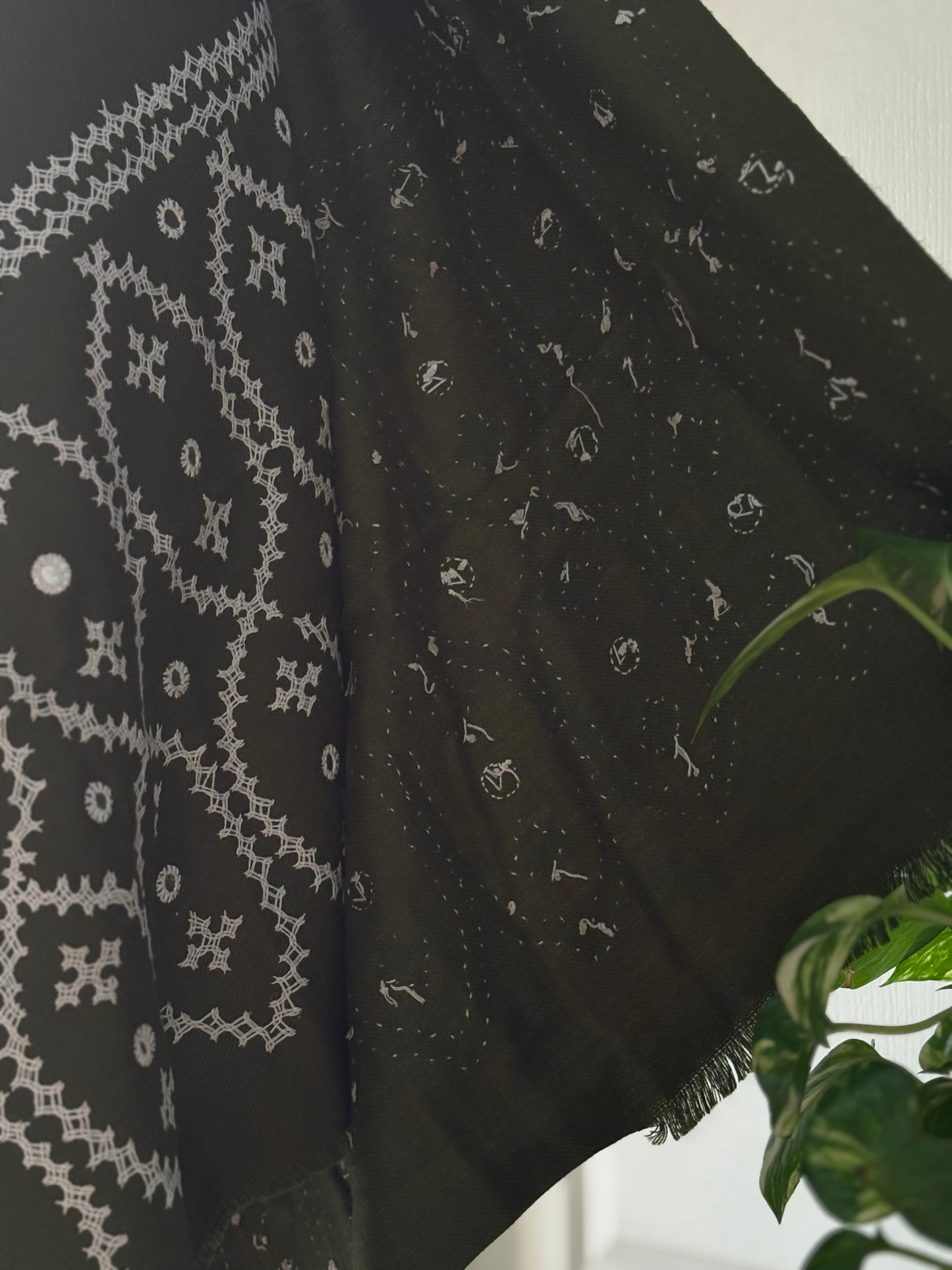 Gujrati Stitch Hand Embroidered Woollen Warm Shawl