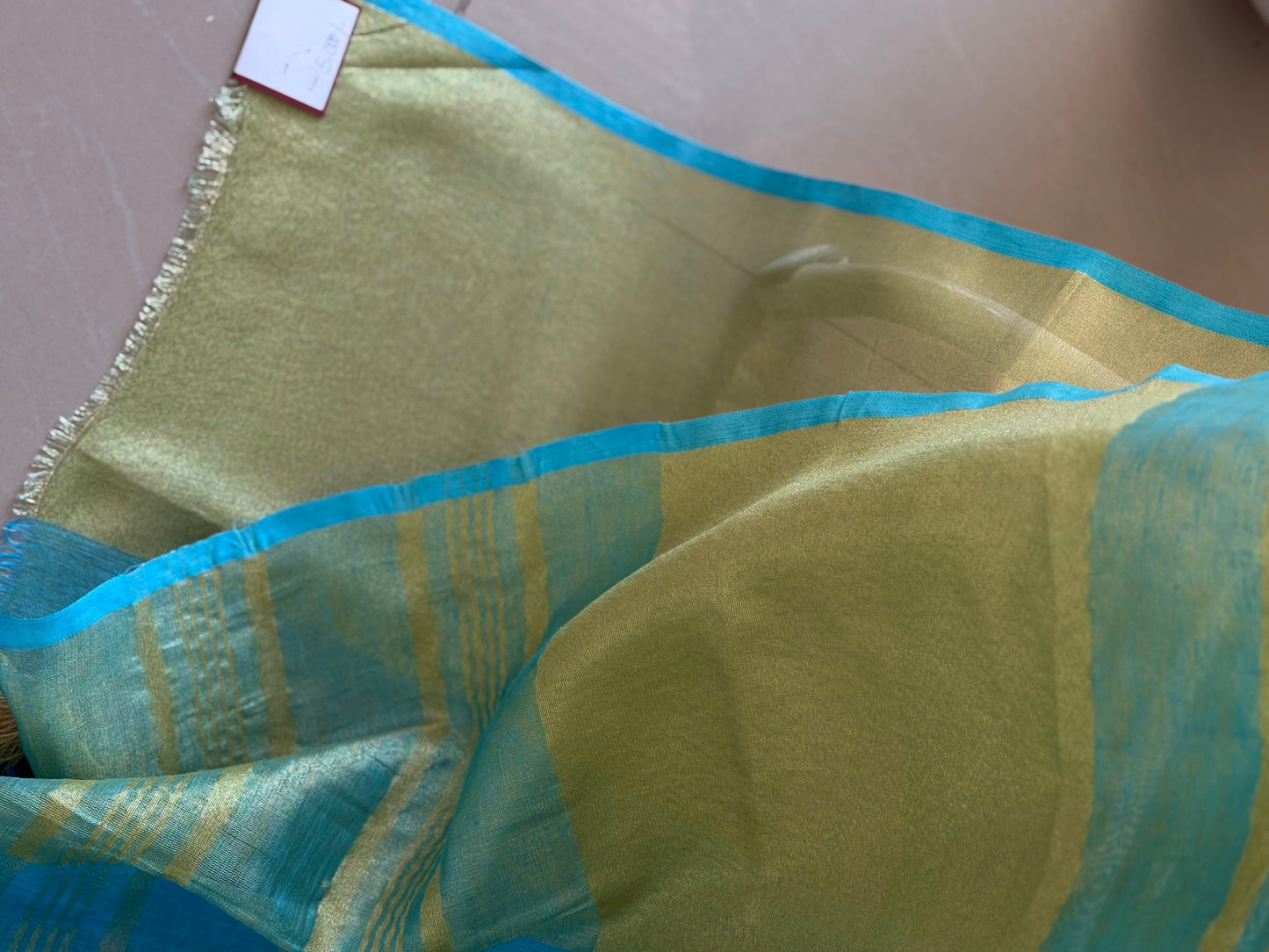 Blue pure Linen By Linen Saree With running Blouse