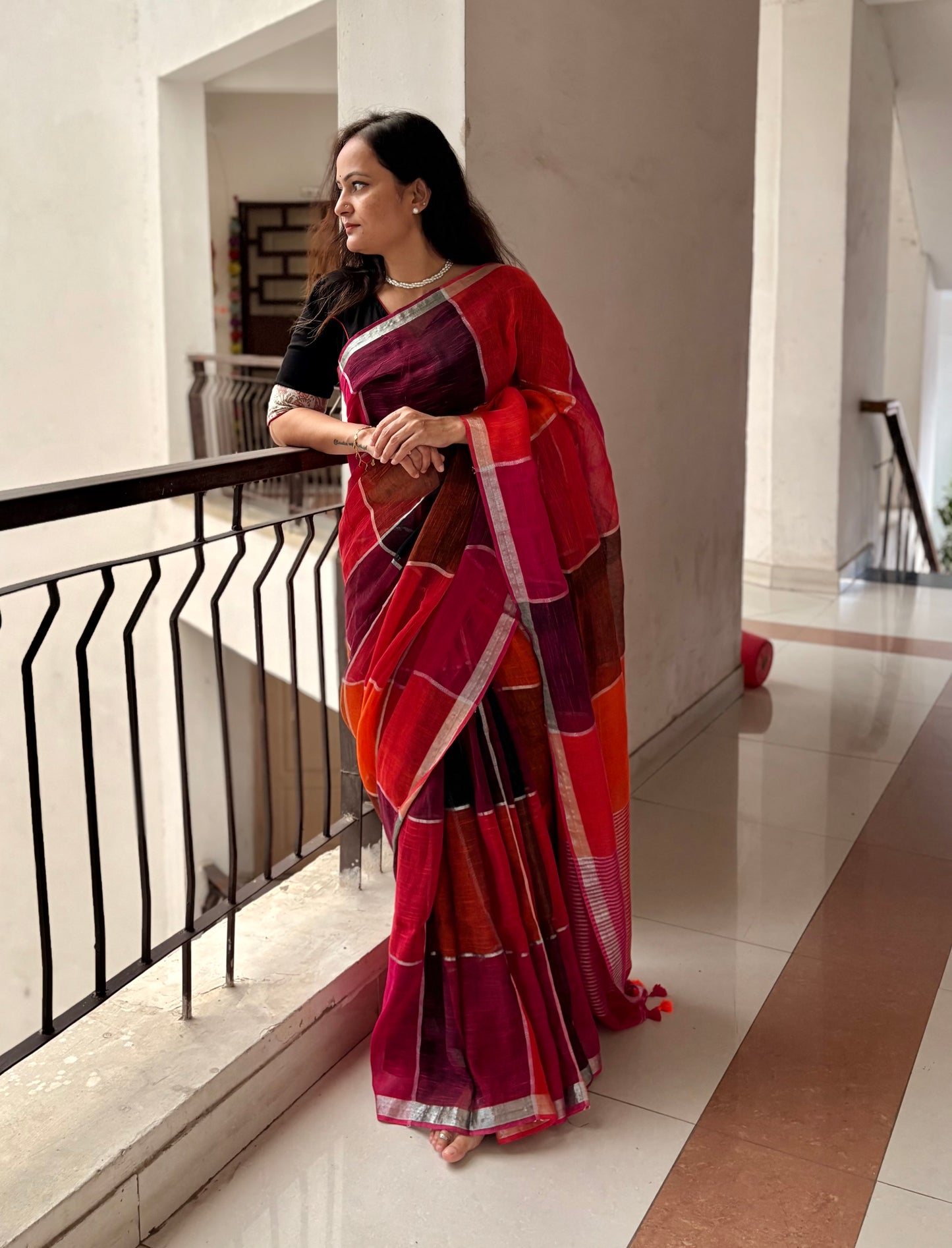 Pure Linen By Linen handloom Saree (handloom marked)