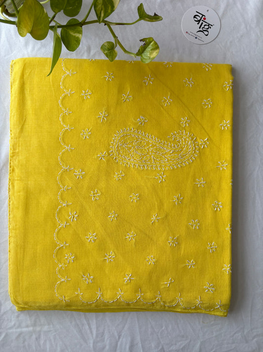 Chikankari Hand-Embroidered Saree | Cotton | Yellow